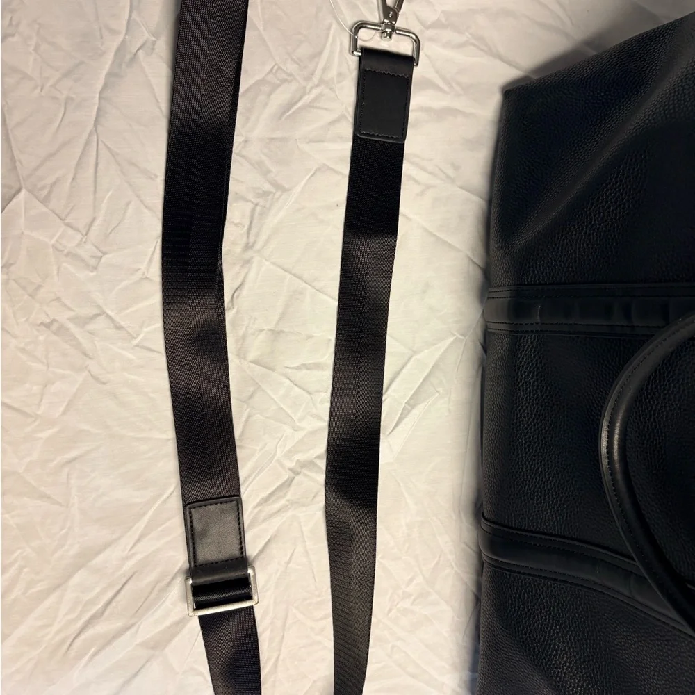 Dassault Aviation Black Weekender Duffel Bag Leather Look Carry-On Travel Tote
